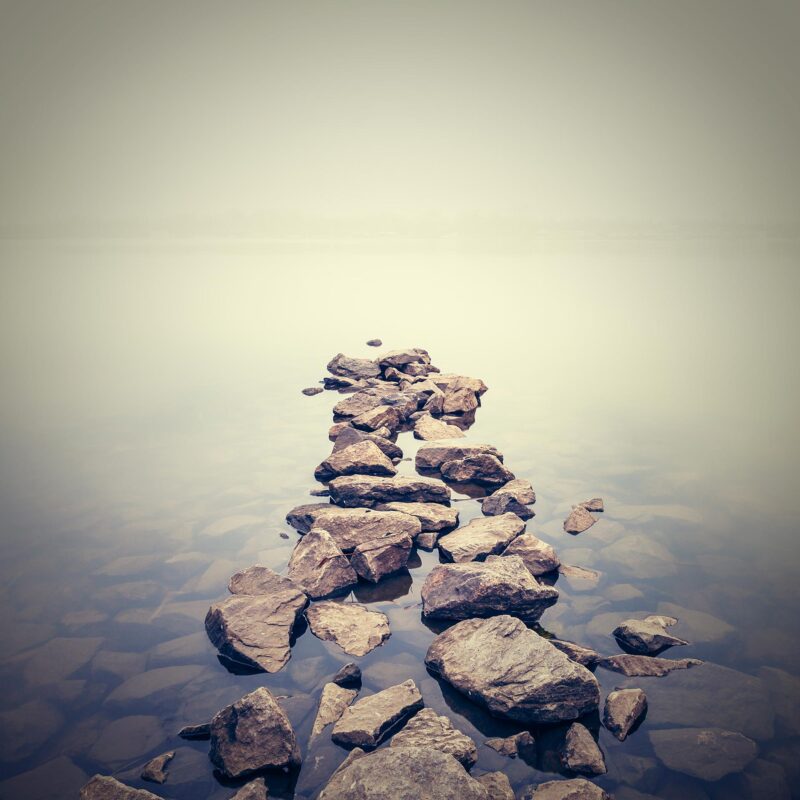 Minimalist misty landscape